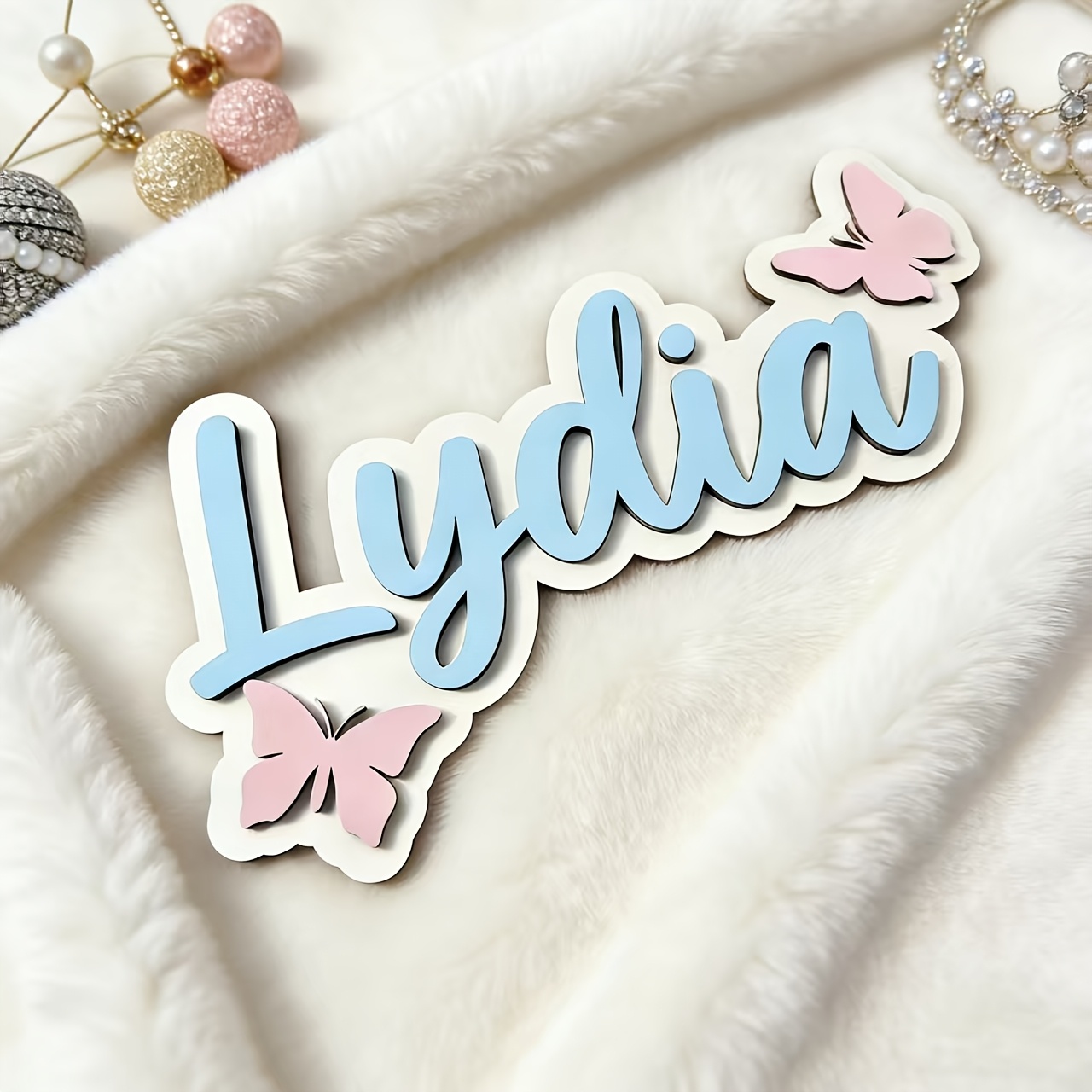 Interior Design Names - Personalized Blue & Pink Butterfly Name