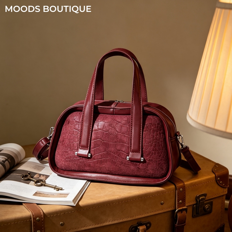 Interior Design Texture - Retro Crocodile Textured Mini Boston Handbags