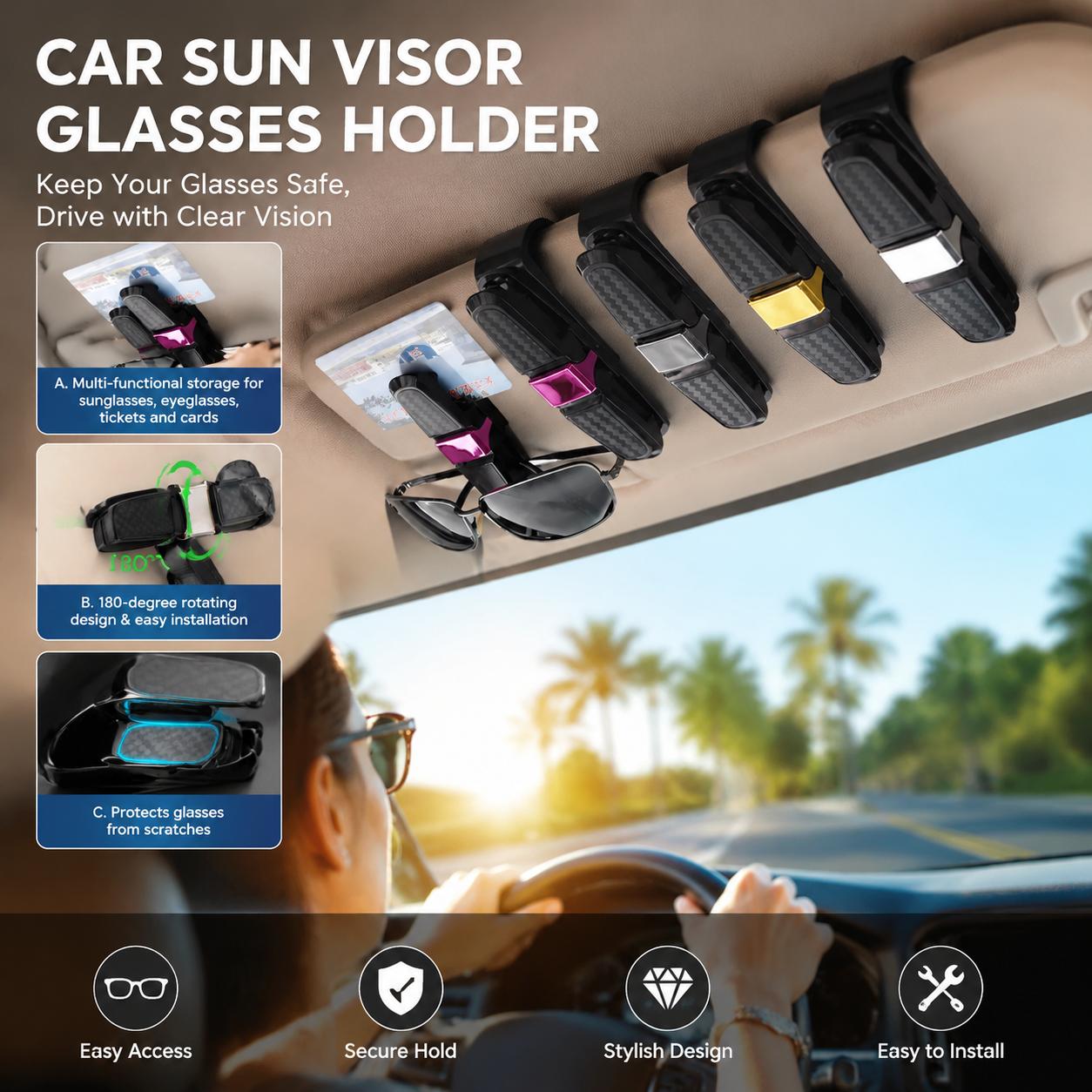Car Glasses Holder Clip Sun Vi - Interior Design Degree 评论和价格